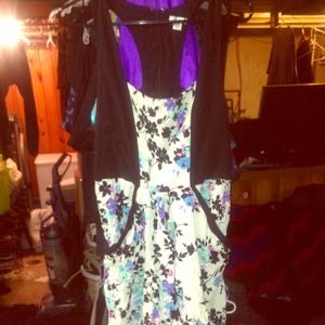 Floral dress pin up with racer back with pockets