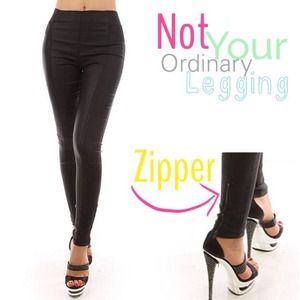 (LAST ONE) SOLID KNIT LEGGINGS WITH MATTE COATED