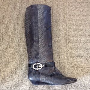 Rafe genuine water snake boots with patent buckles