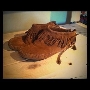 ON HOLD...Bootie moccasins with lace up back.