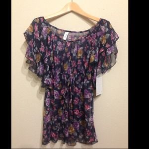 Sheer flower print top