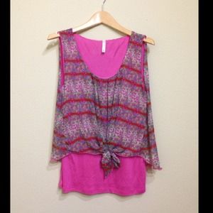 Pink flower print top