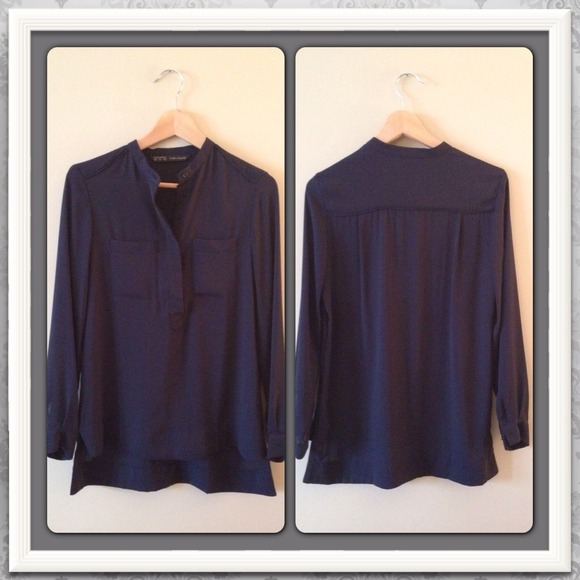 (Bundled💐) Zara Basic Navy Blouse