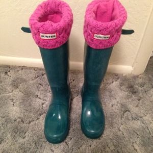 Hunter rain boots with socks