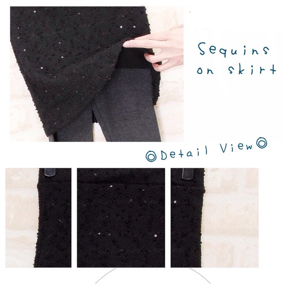🚫SOLD🚫New Leggings Sequined Knit Skirt Attached - Picture 2 of 3