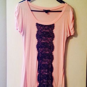 Pink and black lace top