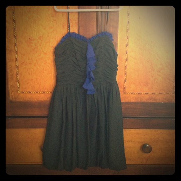 Spaghetti strap black and blue dress