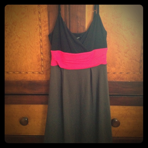 Black, pink, and grey spaghetti strap dress