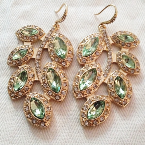 Gold & Rhinestone Statement Earrings - Picture 2 of 3