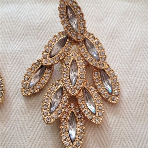 Rhinestone Gold Statement Earrings - Picture 3 of 4