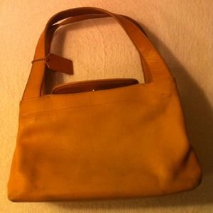 Small tan leather hand bag