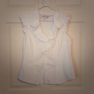 Loft cap sleeve ruffled shirt