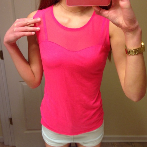 NAME YOUR PRICE Neon BRIGHT Pink Top w/Sweetheart