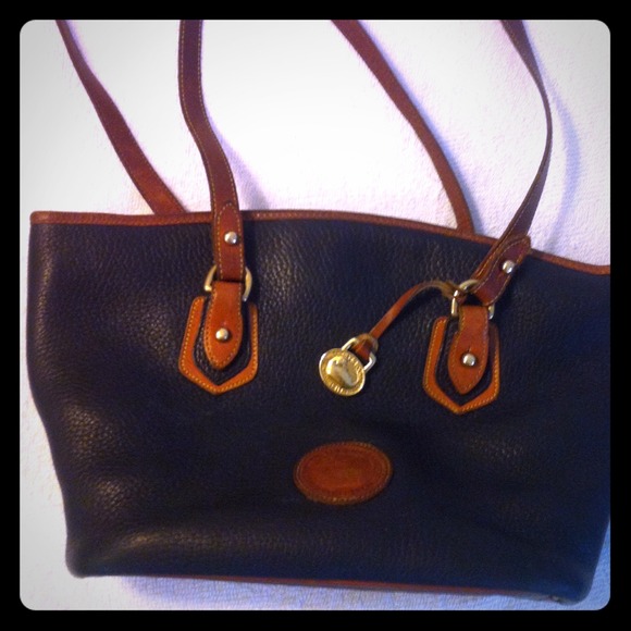Dooney & bourke blue & tan hand bag