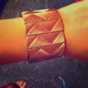 Gold wide stretchy bangle bracelet