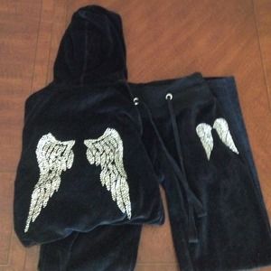 Crystal angel wings velour outfit