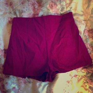Maroon High Waisted Shorts