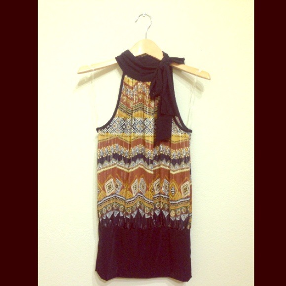 Gold printed halter top