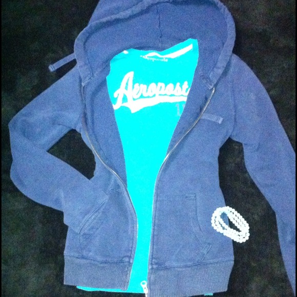 SOLD. Aeropostale Navy blue zip hoodie