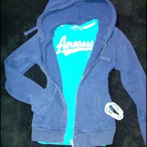 SOLD. Aeropostale Navy blue zip hoodie