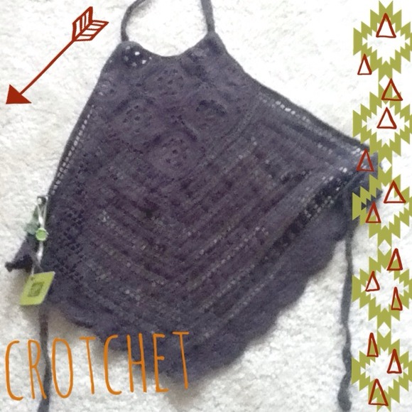 ?Price reduced?Navy Blue Crochet over Top