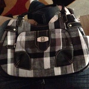 Black and white plaid purse