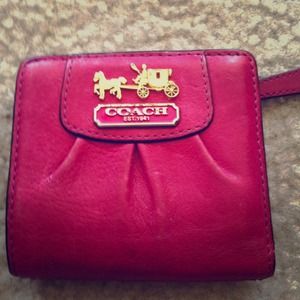 **SOLD** Coach pink leather mini wallet