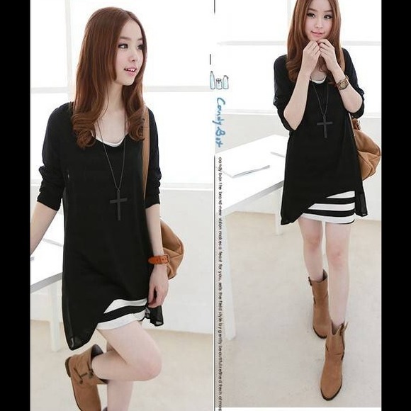 SOLD two piece long sleeve stripes dresses - Picture 2 of 3