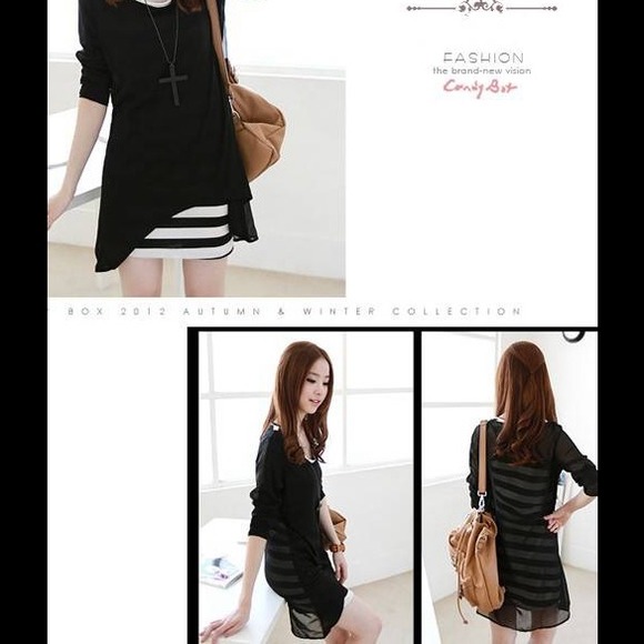 SOLD two piece long sleeve stripes dresses - Picture 3 of 3