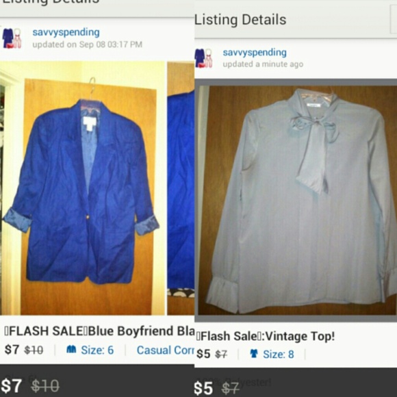 ?FLASH SALE?Blue Boyfriend Blazer & Gray Top