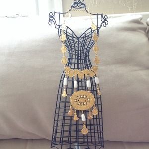 Gold vintage necklace with white stones