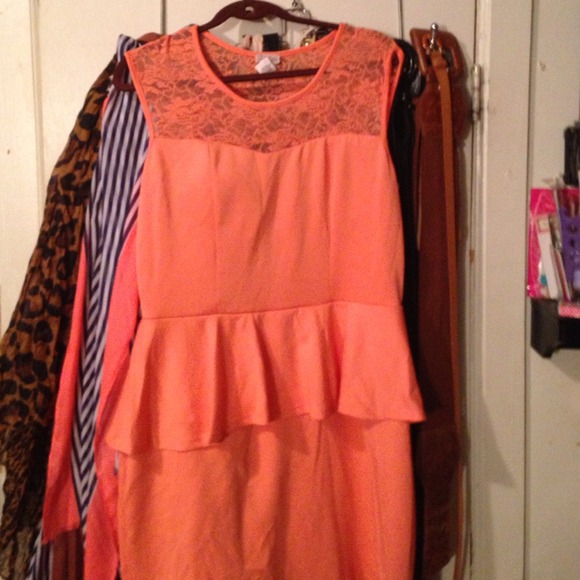 ‼️‼️sold‼️‼️Orange lace and peplum dress