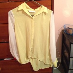 Chiffon Colorblock Button Down Shirt