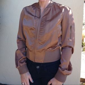 Bronze sheer finish cotton bomber jacket