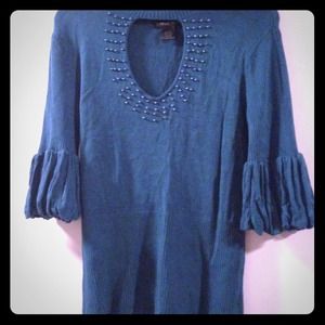 Turquoise beaded Arden B sweater.