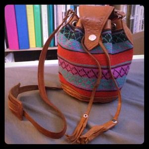 Vintage Native Print Mini Drawstring Bag