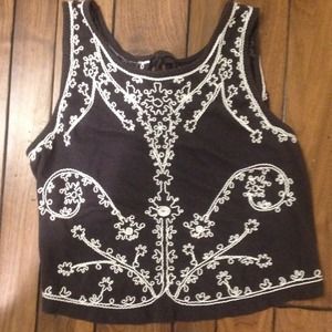 Urban outfitters Gray embroidered cropped shirt