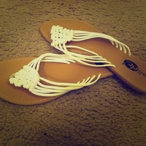 White Strand Woven Flip Flops
