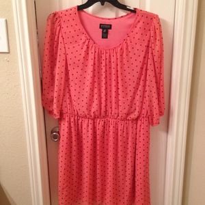 Coral with navy polka dot dress. Size 20w.