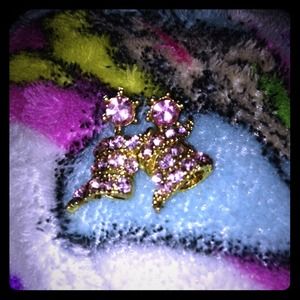 Gold earrings with pink jewels!!!