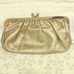 Metallic Silver Express Leather Clutch