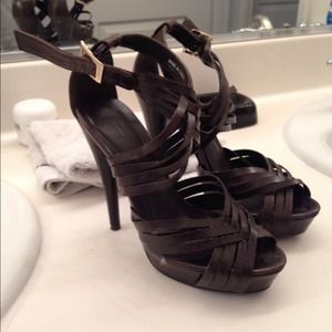 Brown strappy heels. Size 6.5.
