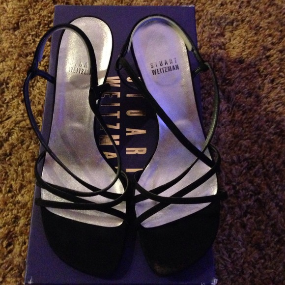 Stuart Weitzman black suspend heels.  Size 6W.