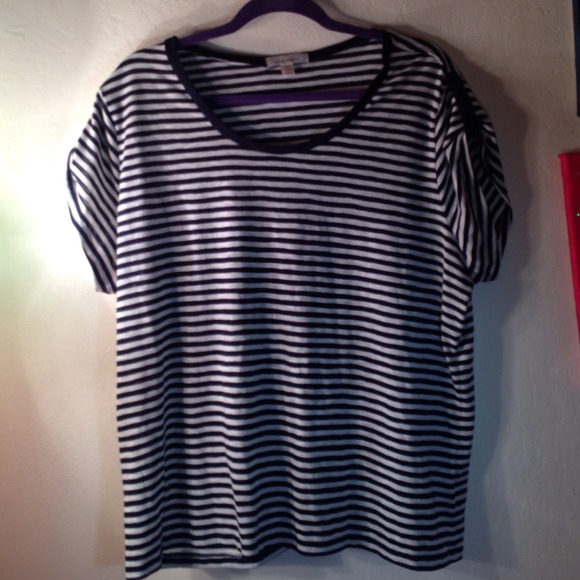 Navy and white striped top