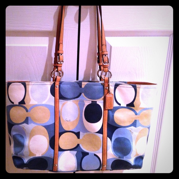 REDUCED!!! Blue and tan Coach tote.