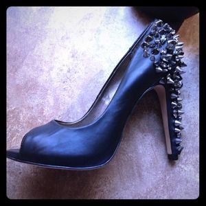 Sam Edelman peep toe with heavy metal studding