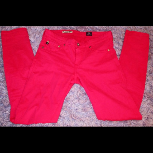 Pink AG skinny ankle