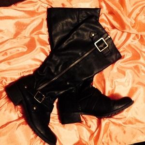 Black leather boots