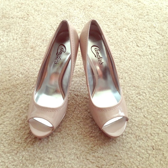 Nude peep toe heels