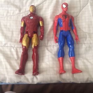 ❌Sold❌Iron man and spider man 11" figures